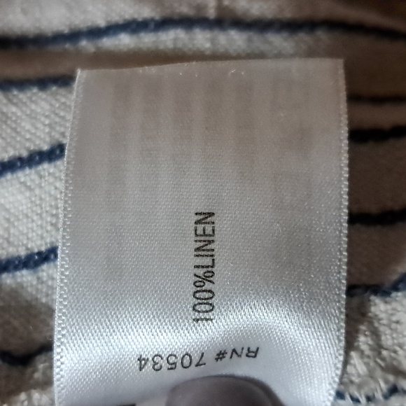 Orvis 100% Linen Ankle/Crop Capri High Rise Navy Beige Stripped w/Pockets Size L - Picture 8 of 8